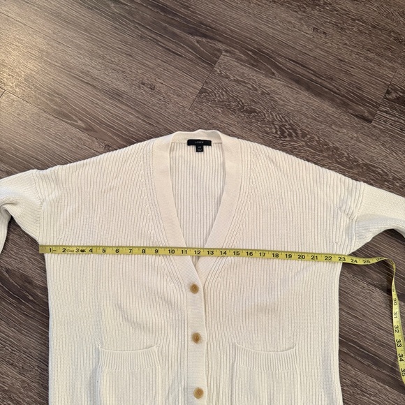 J. Crew Cotton Cashmere V Neck Oversized Cream Cardigan - Picture 9 of 9